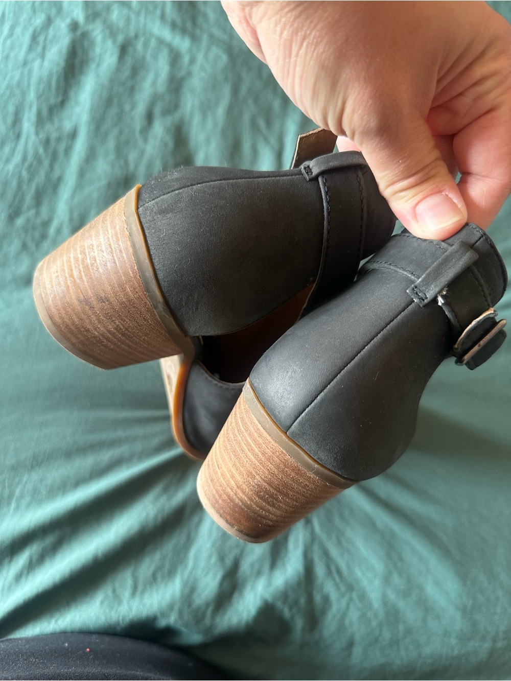Lucky Brand Black & Brown Open-Toe Stacked Heel Booties - Picture 6 of 6
